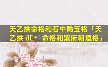 天乙拱命格和石中隐玉格「天乙拱 🪴 命格和紫府朝垣格」